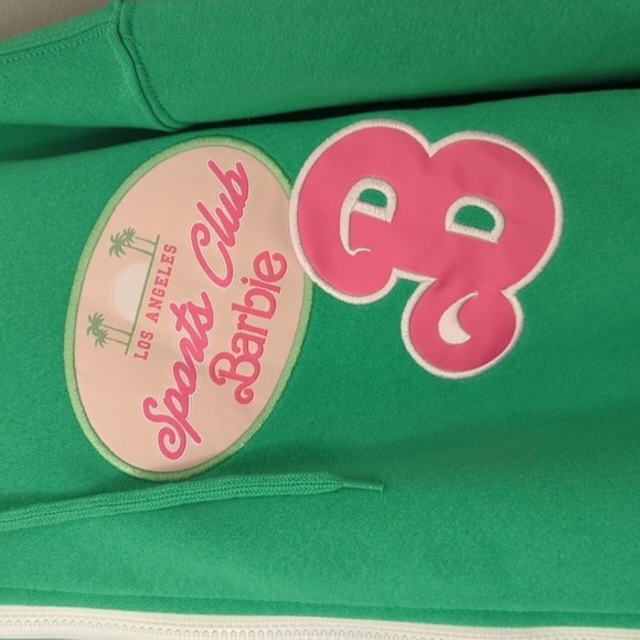 NWT. Barbie zip up hoodie. Women's/Juniors large zip up hoodie. Green hoodie. - Picture 3 of 6
